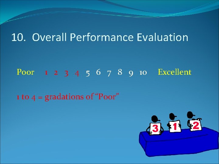 10. Overall Performance Evaluation Poor 1 2 3 4 5 6 7 8 9