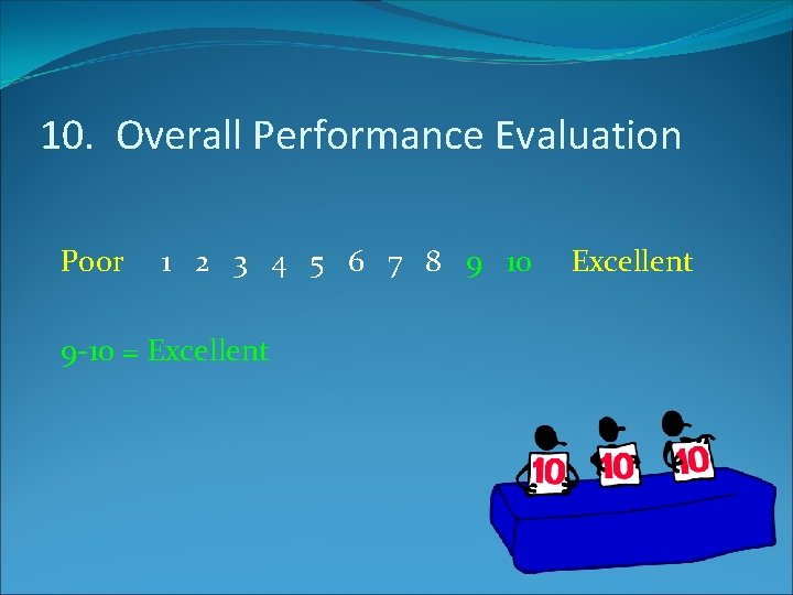 10. Overall Performance Evaluation Poor 1 2 3 4 5 6 7 8 9