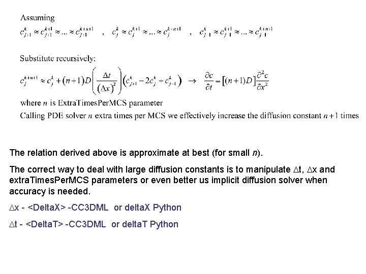 The relation derived above is approximate at best (for small n). The correct way