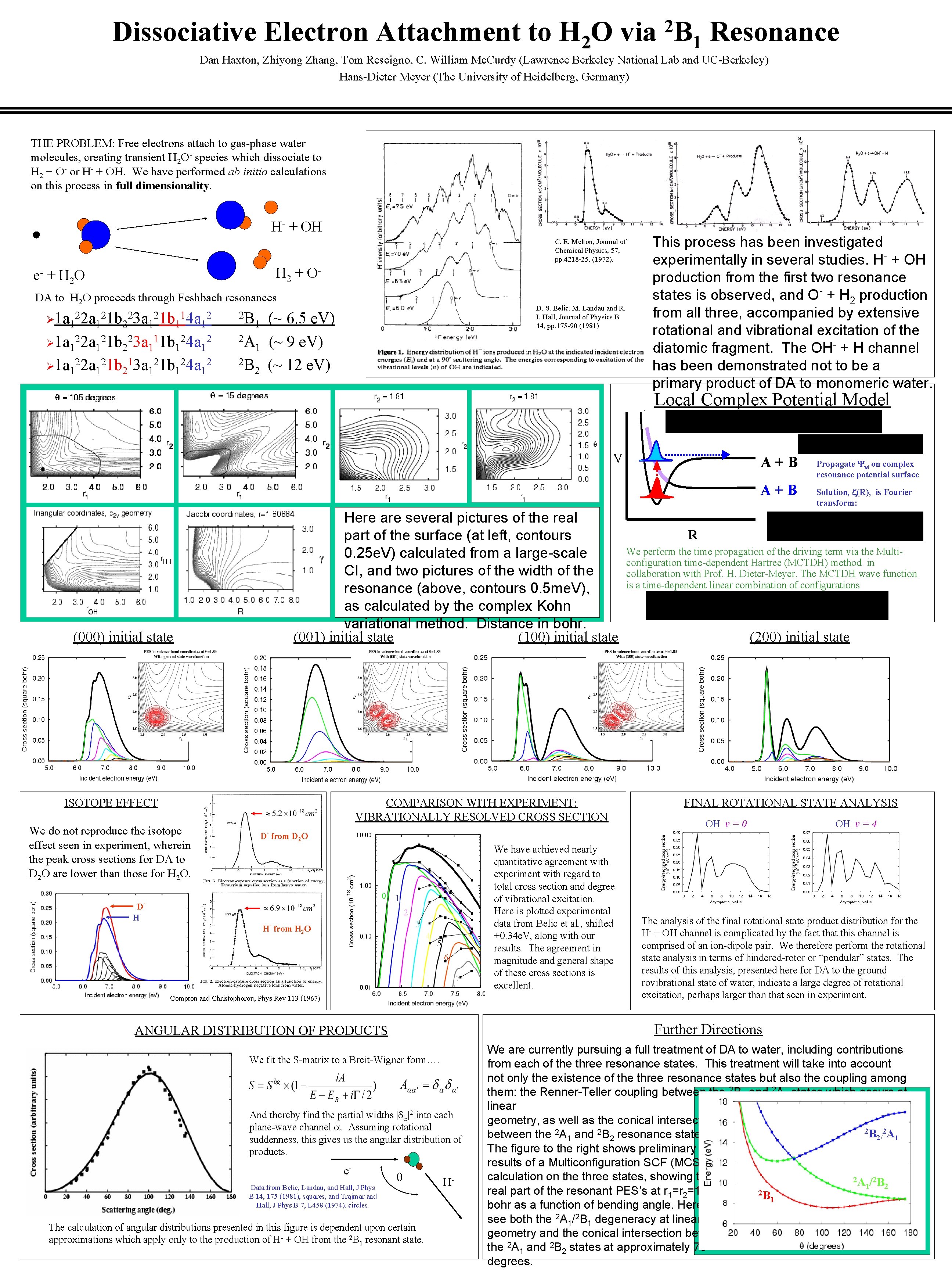 Dissociative Electron Attachment to H 2 O via 2 B Resonance 1 Dan Haxton,