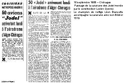 15 septembre 1958 – Chéragas Passage de la caravane des Jodel menée par le