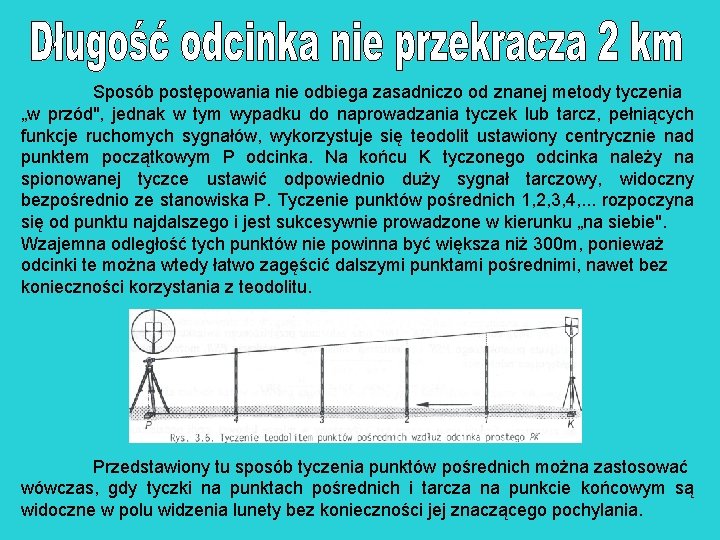 Sposób postępowania nie odbiega zasadniczo od znanej metody tyczenia „w przód", jednak w tym