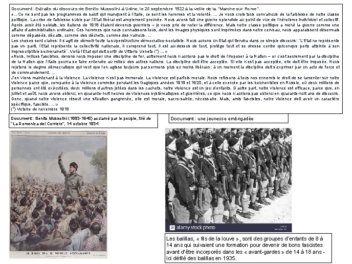 Document: Extraits du discours de Benito Mussolini à Udine, le 20 septembre 1922 à