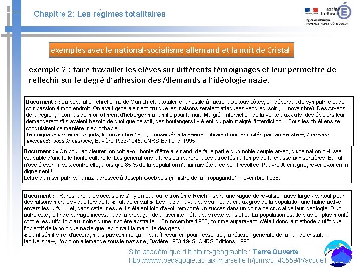 Chapitre 2: Les re gimes totalitaires exemples avec le national-socialisme allemand et la nuit