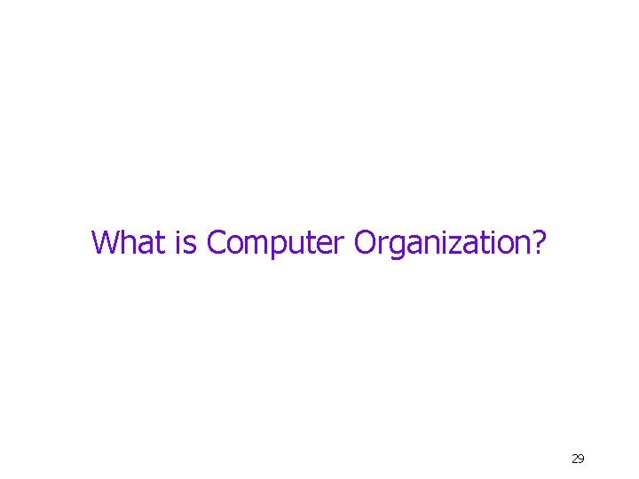 What is Computer Organization? 29 What is Computer Organization? 29