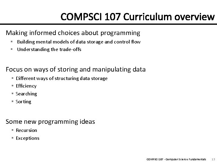 Making informed choices about programming § Building mental models of data storage and control