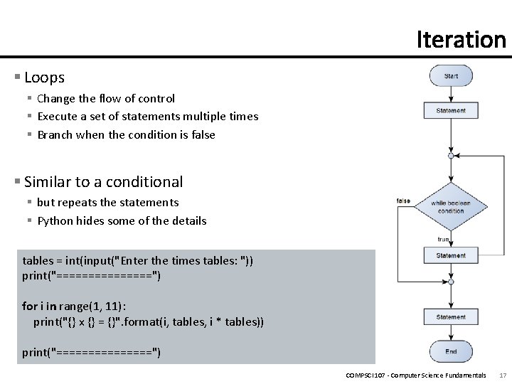 § Loops § Change the flow of control § Execute a set of statements