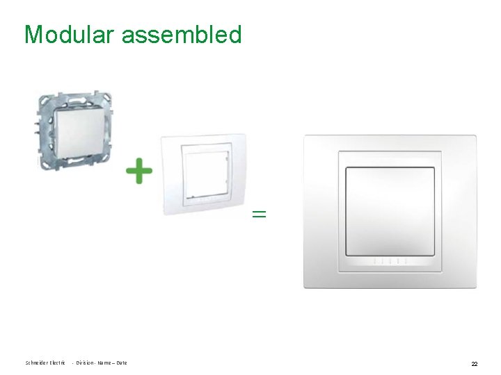 Modular assembled = Schneider Electric - Division - Name – Date 22 