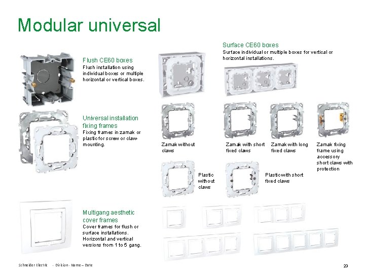 Modular universal Surface CE 60 boxes Surface individual or multiple boxes for vertical or