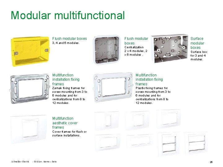 Modular multifunctional Flush modular boxes 3, 4 and 6 modules. Flush modular boxes Centralization