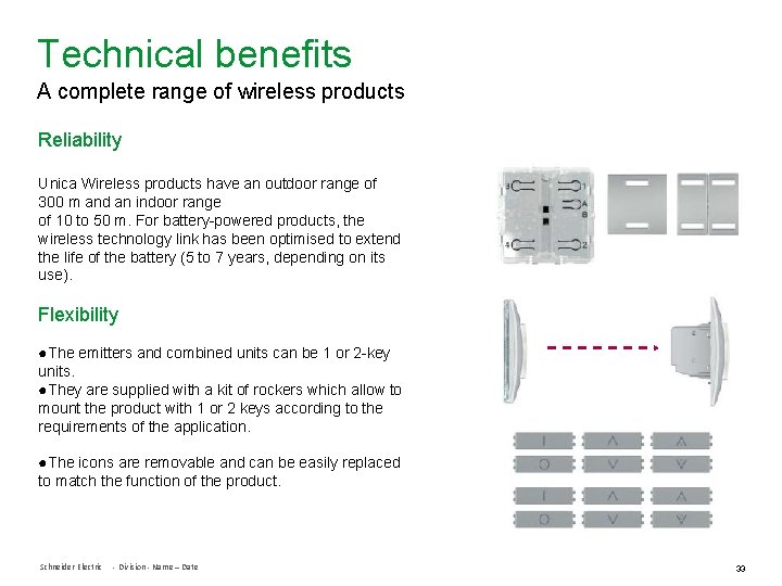 Technical benefits A complete range of wireless products Reliability Unica Wireless products have an