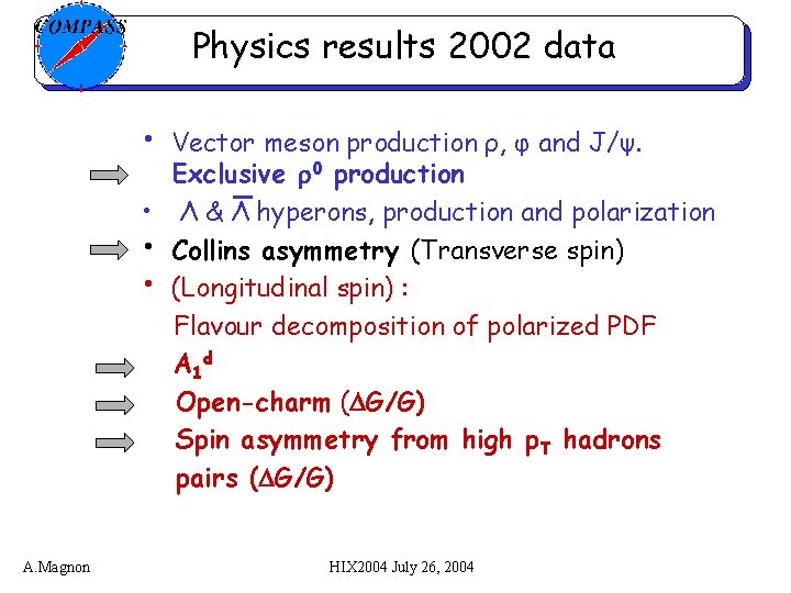 Physics results 2002 data • Vector meson production ρ, φ and J/ψ. Exclusive r