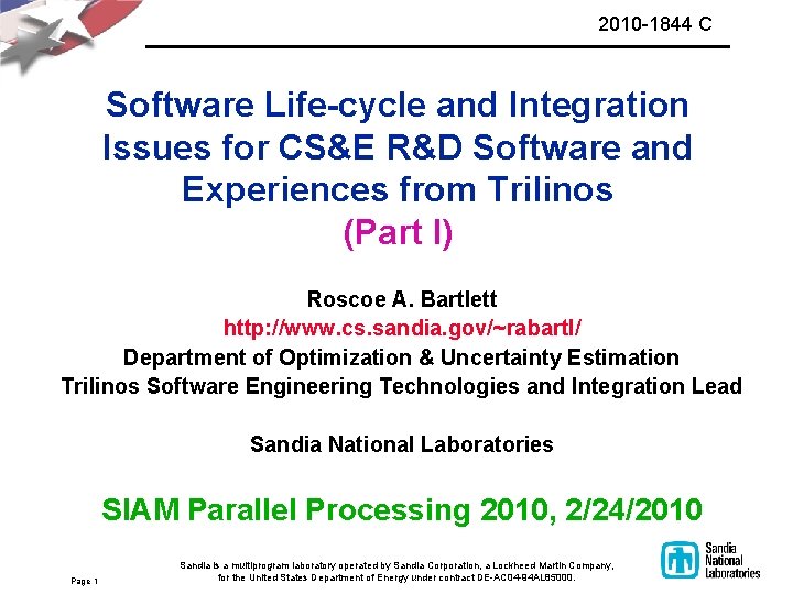 2010 1844 C Software Lifecycle and Integration Issues