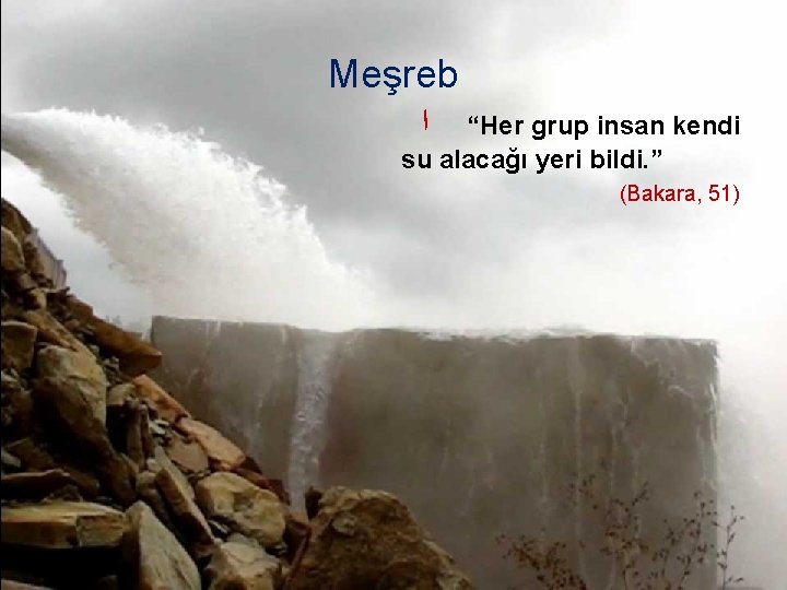 Meşreb ﺍ “Her grup insan kendi su alacağı yeri bildi. ” (Bakara, 51) 