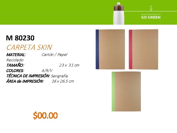 M 80230 CARPETA SKIN MATERIAL: Cartón / Papel Reciclado TAMAÑO: 23 x 31 cm