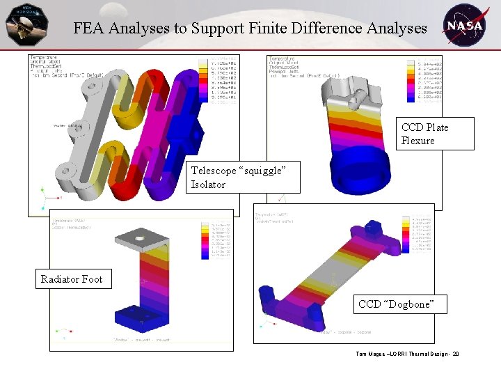 FEA Analyses to Support Finite Difference Analyses CCD Plate Flexure Telescope “squiggle” Isolator Radiator