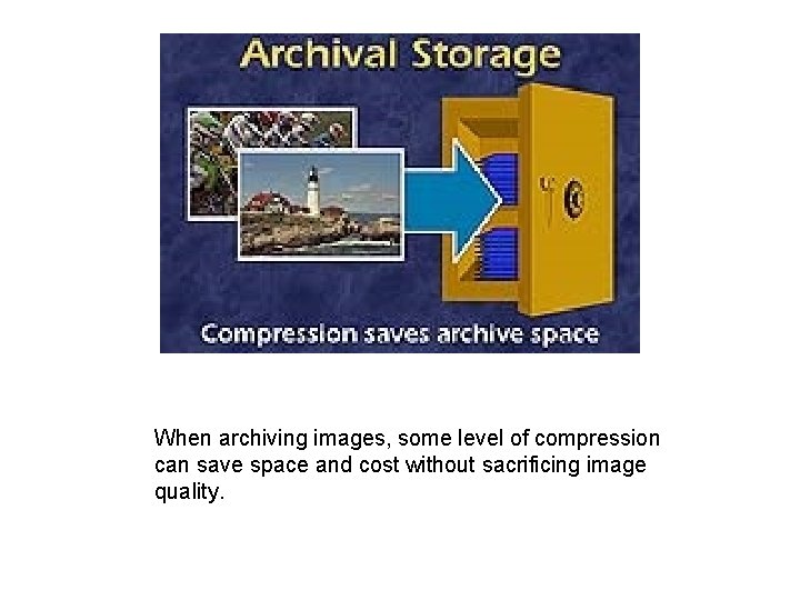 When archiving images, some level of compression can save space and cost without sacrificing