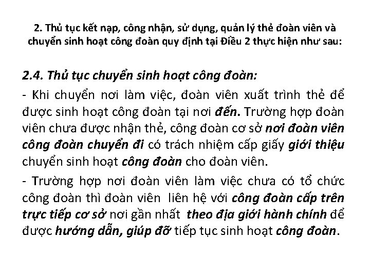 2. Thủ tục kết nạp, công nhận, sử dụng, quản lý thẻ đoàn viên