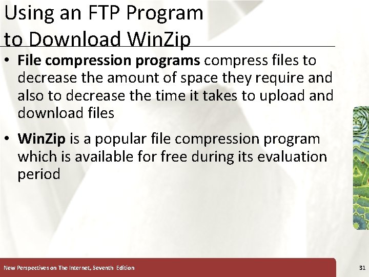 Using an FTP Program to Download Win. Zip XP • File compression programs compress