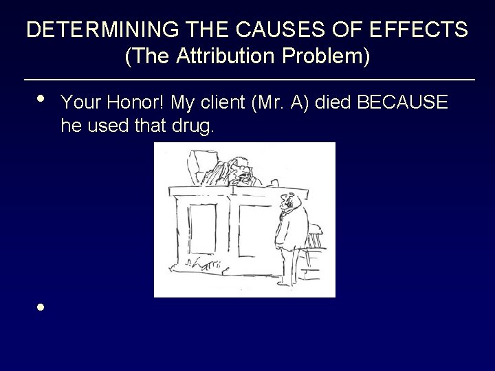 DETERMINING THE CAUSES OF EFFECTS (The Attribution Problem) • • Your Honor! My client