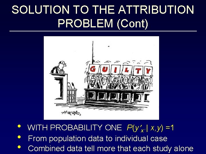 SOLUTION TO THE ATTRIBUTION PROBLEM (Cont) • • • WITH PROBABILITY ONE P(y x