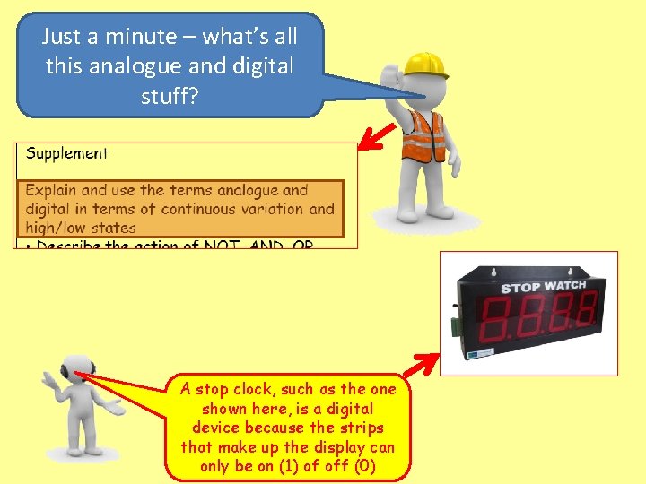 Just a minute – what’s all this analogue and digital stuff? A stop clock,