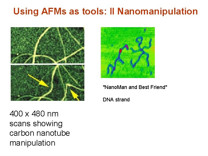 Using AFMs as tools: II Nanomanipulation "Nano. Man and Best Friend" DNA strand 400 Using AFMs as tools: II Nanomanipulation "Nano. Man and Best Friend" DNA strand 400