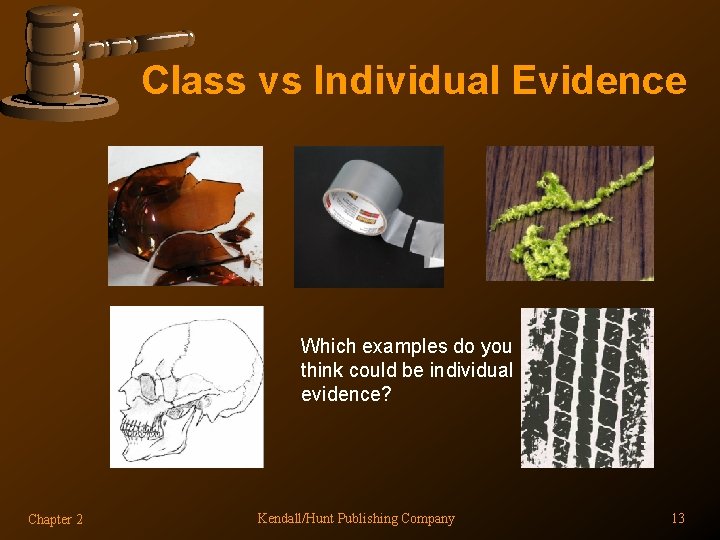 Class vs Individual Evidence Which examples do you think could be individual evidence? Chapter
