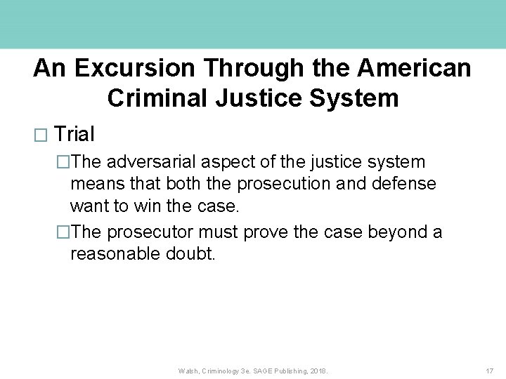 An Excursion Through the American Criminal Justice System � Trial �The adversarial aspect of An Excursion Through the American Criminal Justice System � Trial �The adversarial aspect of