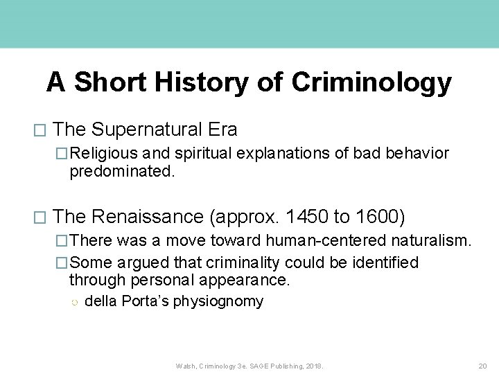 A Short History of Criminology � The Supernatural Era �Religious and spiritual explanations of A Short History of Criminology � The Supernatural Era �Religious and spiritual explanations of