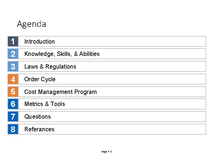 Agenda 1 Introduction 2 Knowledge, Skills, & Abilities 3 Laws & Regulations 4 Order