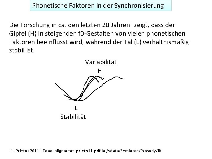 Phonetische Faktoren in der Synchronisierung Die Forschung in ca. den letzten 20 Jahren 1