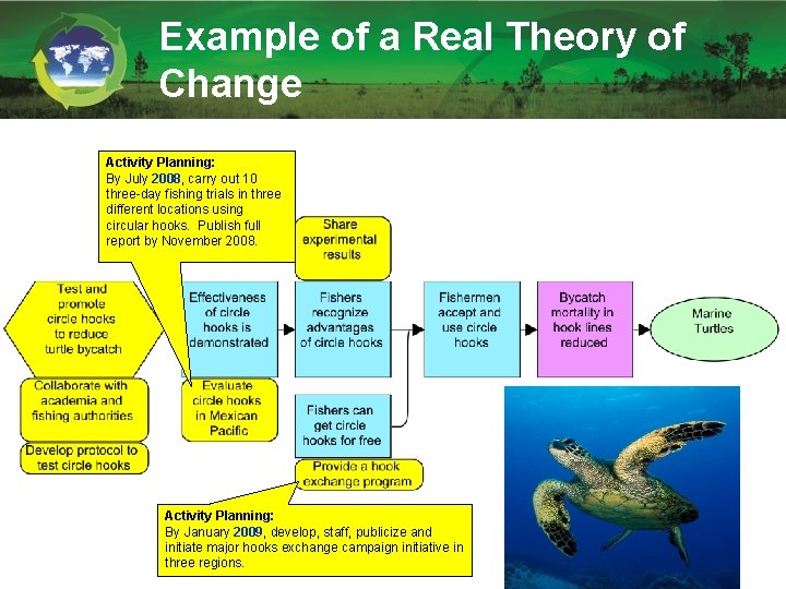 Example of a Real Theory of Change Activity Planning: By July 2008, carry out