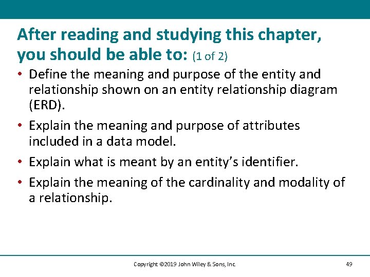 After reading and studying this chapter, you should be able to: (1 of 2)