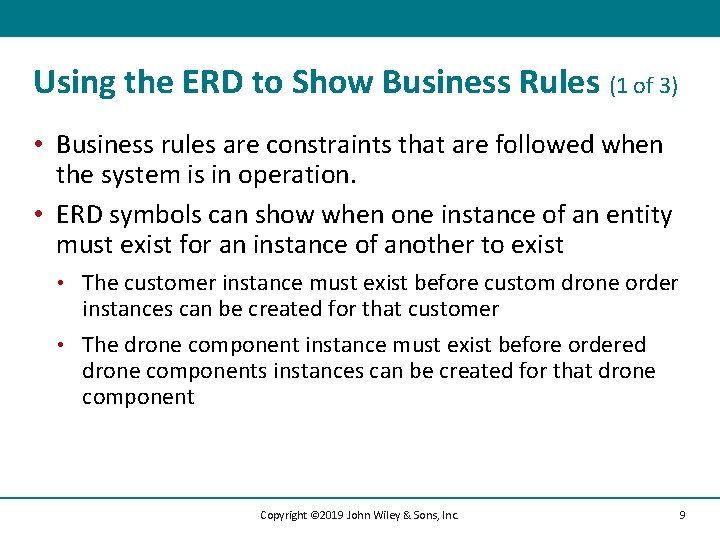 Using the ERD to Show Business Rules (1 of 3) • Business rules are