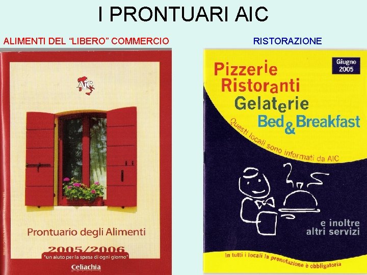 I PRONTUARI AIC ALIMENTI DEL “LIBERO” COMMERCIO RISTORAZIONE 