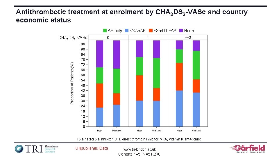 Antithrombotic treatment at enrolment by CHA 2 DS 2 -VASc and country economic status