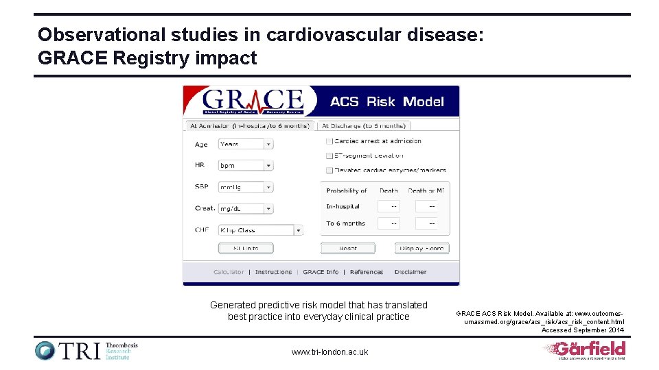 Observational studies in cardiovascular disease: GRACE Registry impact Generated predictive risk model that has