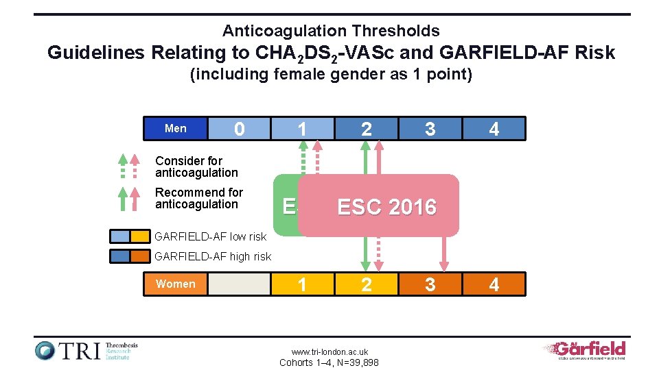 Anticoagulation Thresholds Guidelines Relating to CHA 2 DS 2 -VASc and GARFIELD-AF Risk (including