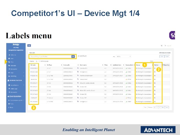 Competitor 1’s UI – Device Mgt 1/4 