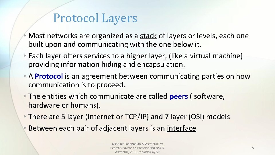Protocol Layers • Most networks are organized as a stack of layers or levels,