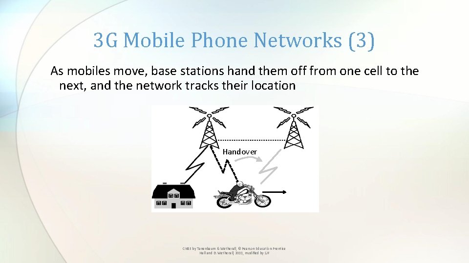 3 G Mobile Phone Networks (3) As mobiles move, base stations hand them off