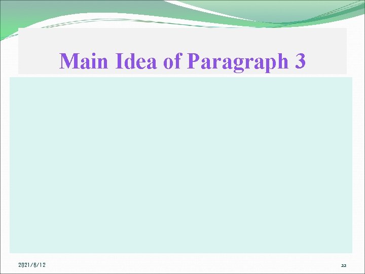 Main Idea of Paragraph 3 2021/6/12 22 