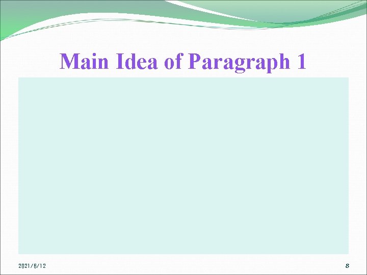 Main Idea of Paragraph 1 2021/6/12 8 