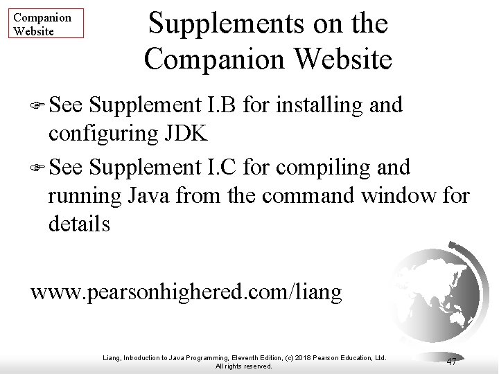 Companion Website Supplements on the Companion Website F See Supplement I. B for installing