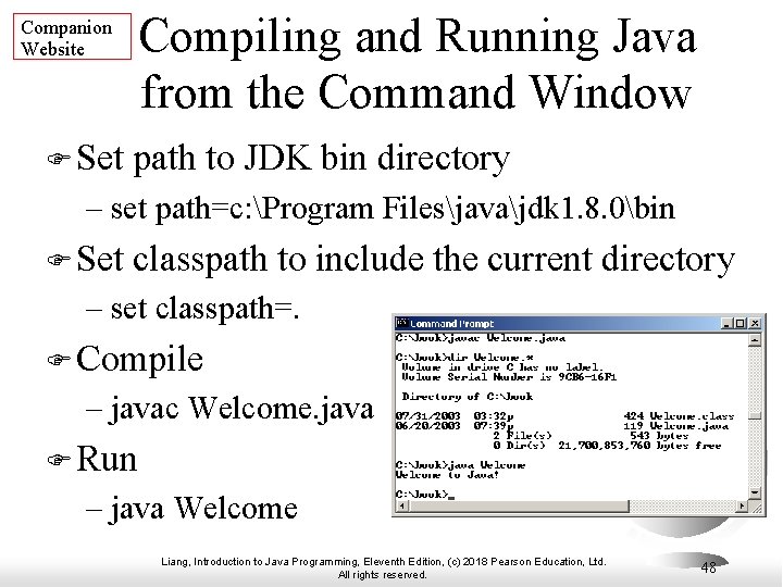 Companion Website F Set Compiling and Running Java from the Command Window path to