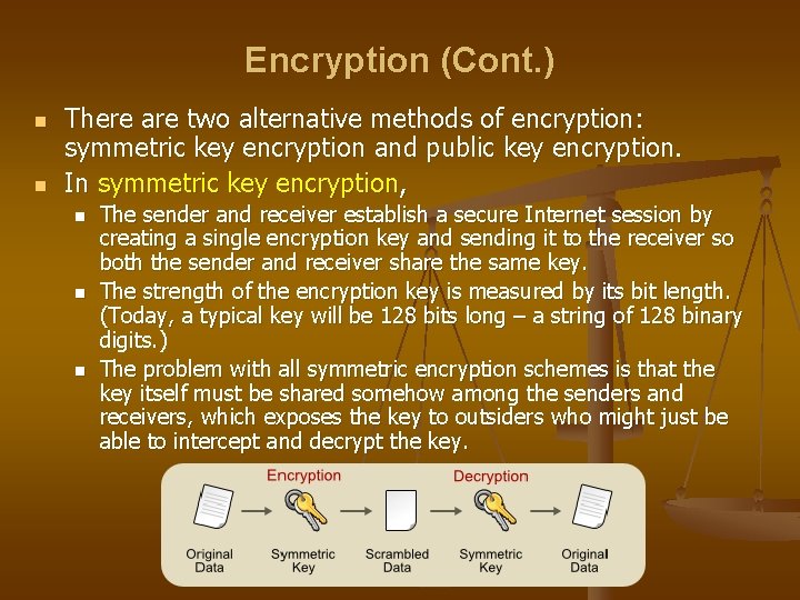 Encryption (Cont. ) n n There are two alternative methods of encryption: symmetric key