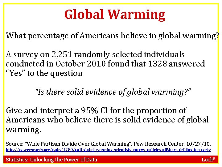 Global Warming What percentage of Americans believe in global warming? A survey on 2,