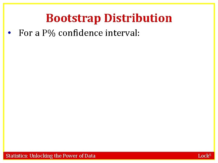 Bootstrap Distribution • For a P% confidence interval: Statistics: Unlocking the Power of Data