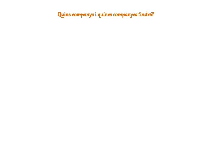 Quins companys i quines companyes tindré? 